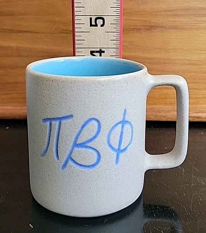 Pigeon Forge Pottery Pi Beta Phi Sorority Coffee Mug Cup Stoneware Blue Gray