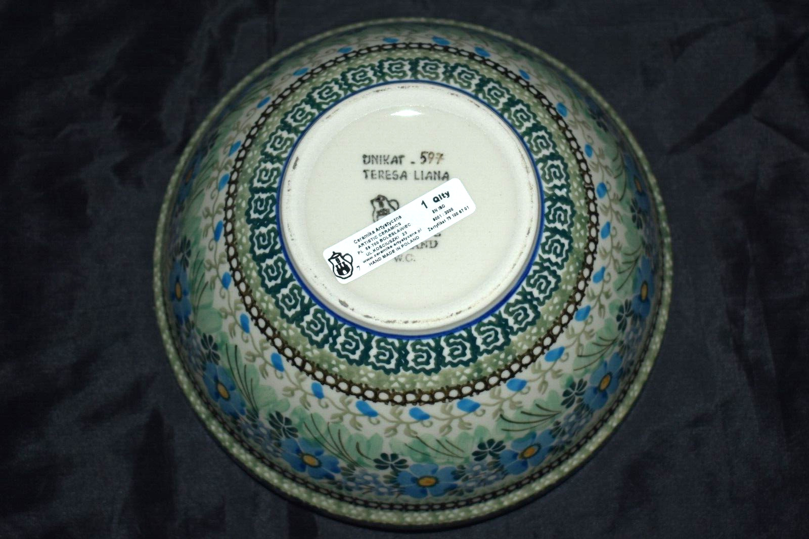 UNIKAT Ceramika Artystyczna TERESA LIANA Polish Pottery Serving Bowl