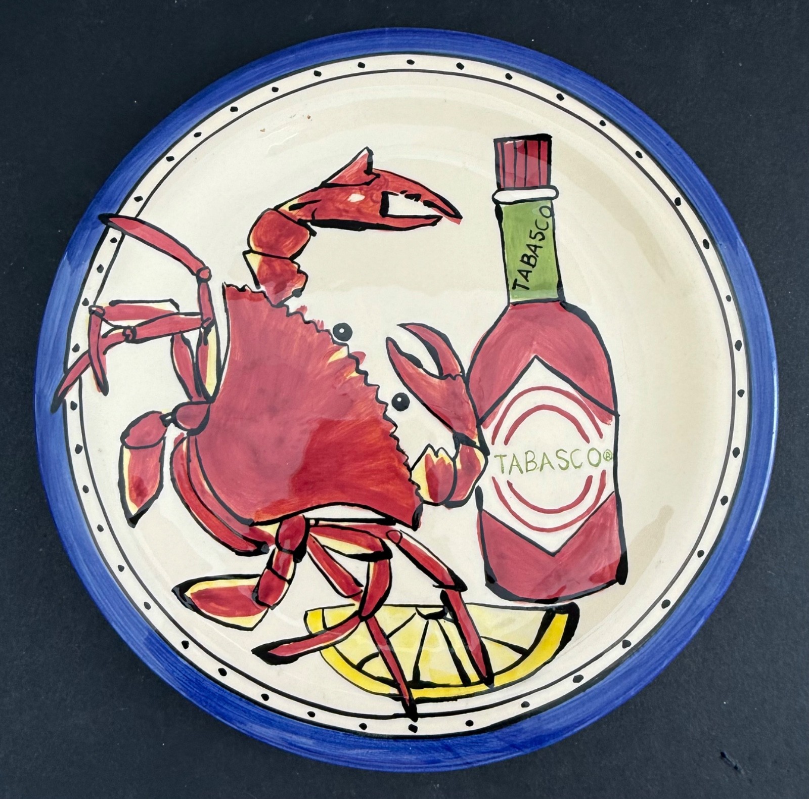 1994 STEVE HASSLOCK STUDIO FISH/LEMON & TIKA TABASCO AND CRAB DINNERWARE LOT (3)
