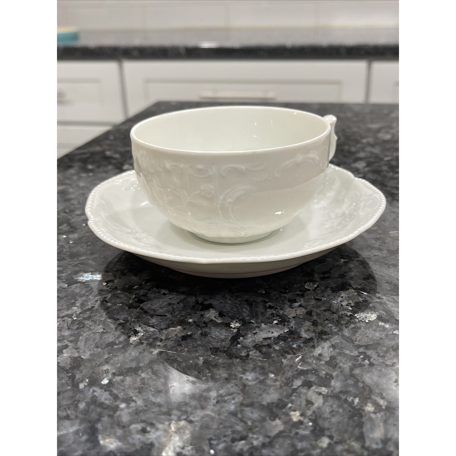Germany Rosenthal Sanssouci Continental White China Flat Low Cup & Saucer Set