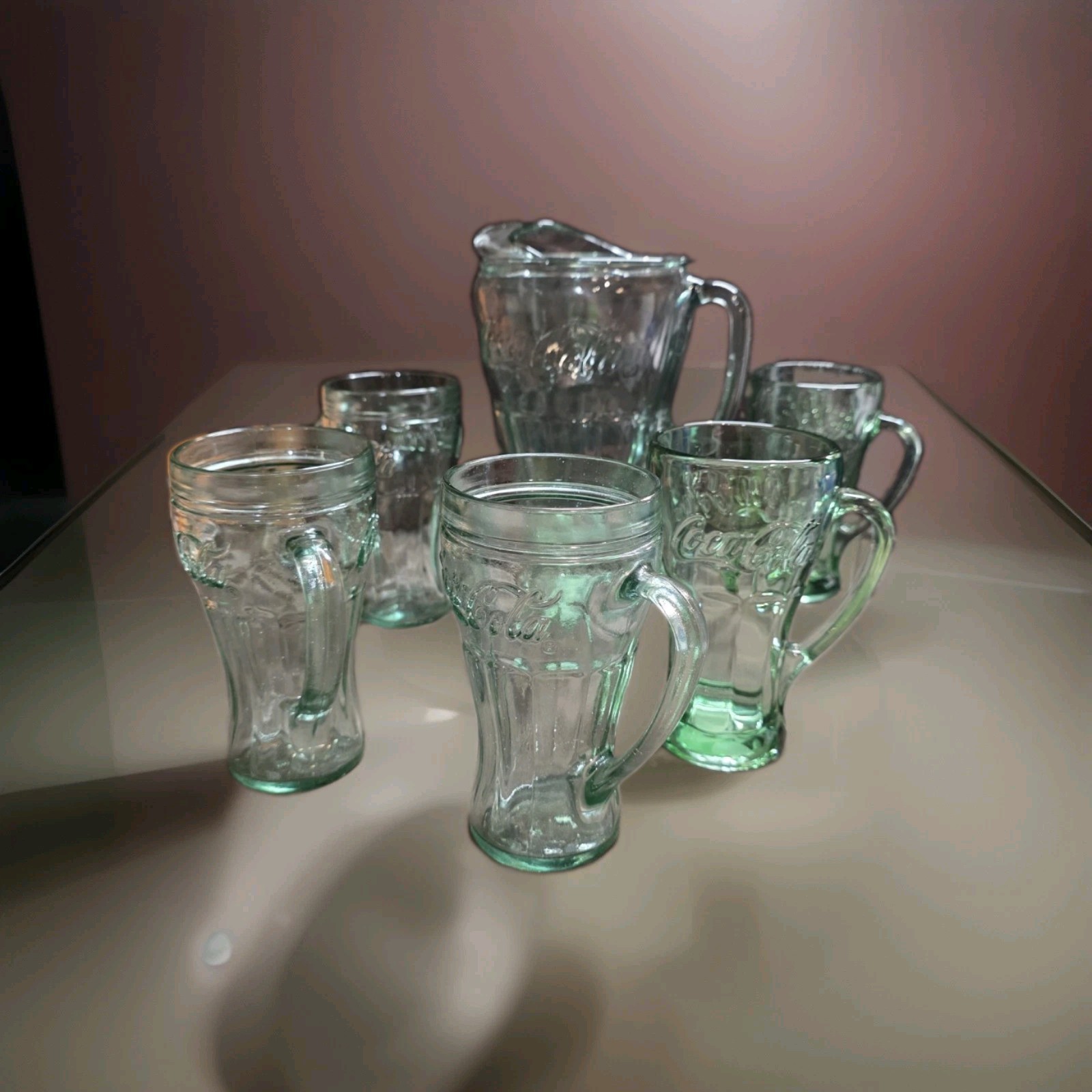 VTG Mixed Lot of Coca-Cola Pitcher Mugs Indiana Glass-3/Libbey-2