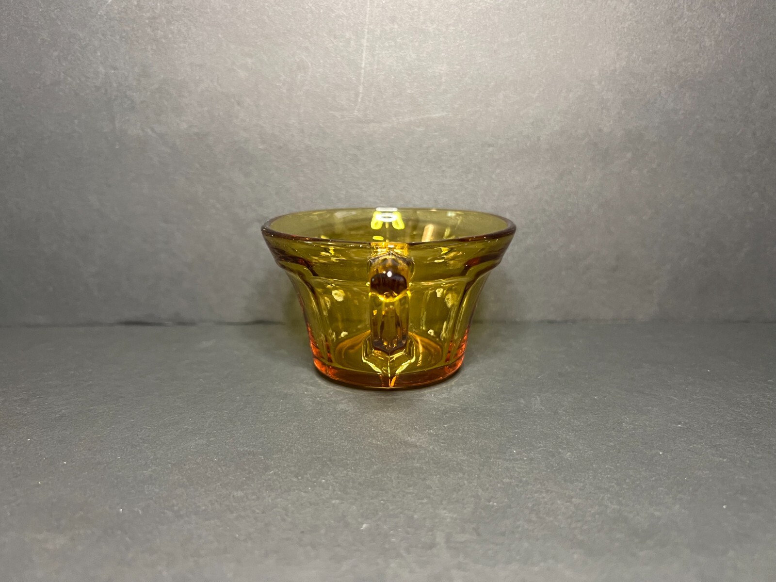 VTG 1930s Diamond Glass Co. Victory Amber Depression Glass Paneled Teacup 2.25″
