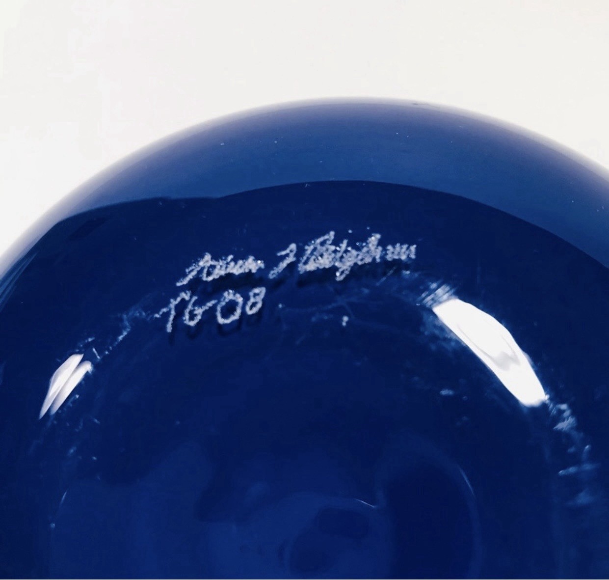 Tappio Wirkkala Modernist Hand Blown Art Glass Bowls Yellow & Cobalt Blue Signed
