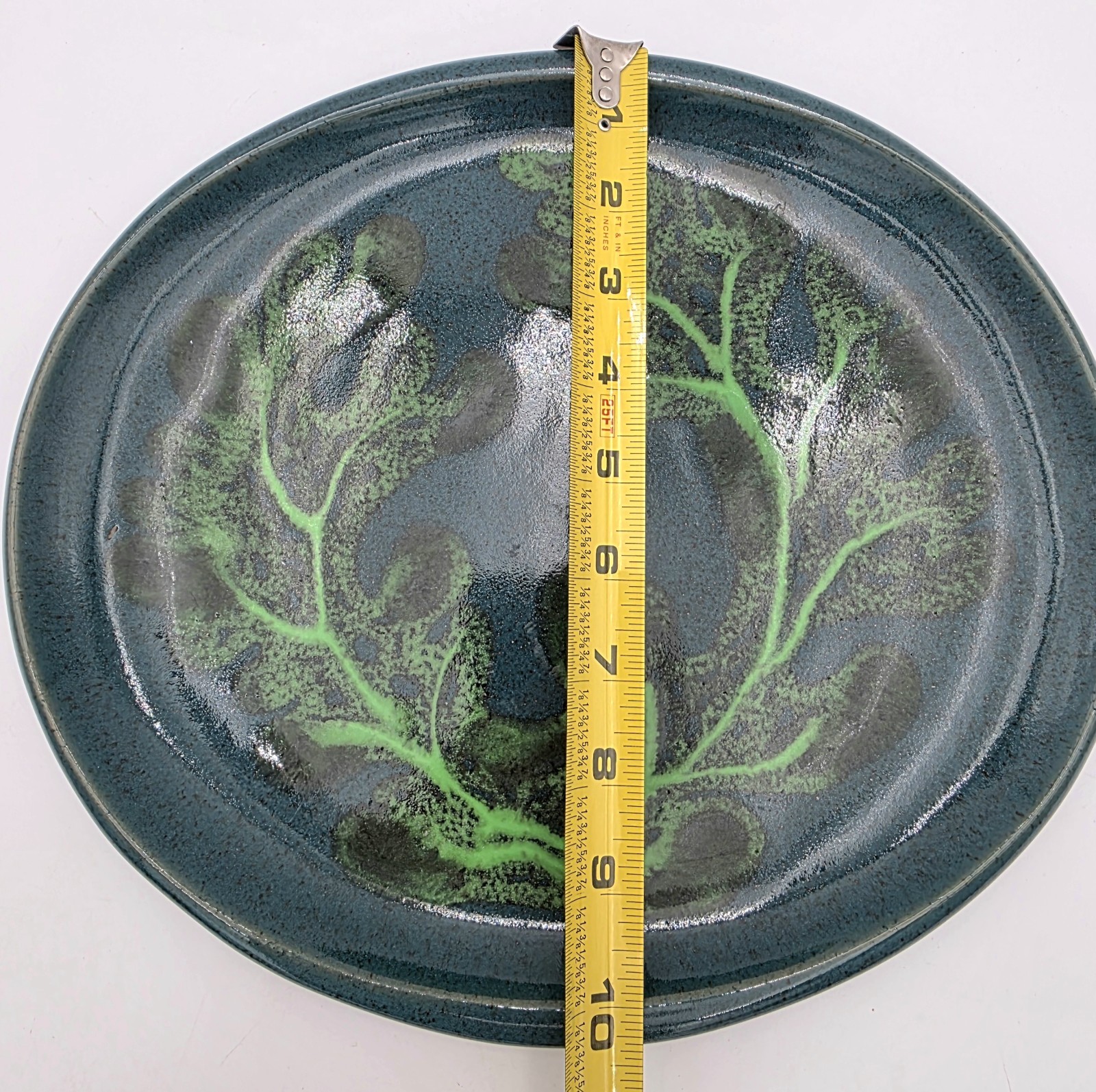 Glidden Marine Fantasia Platter Blue Green Hand Decorated MCM Artware VTG #431
