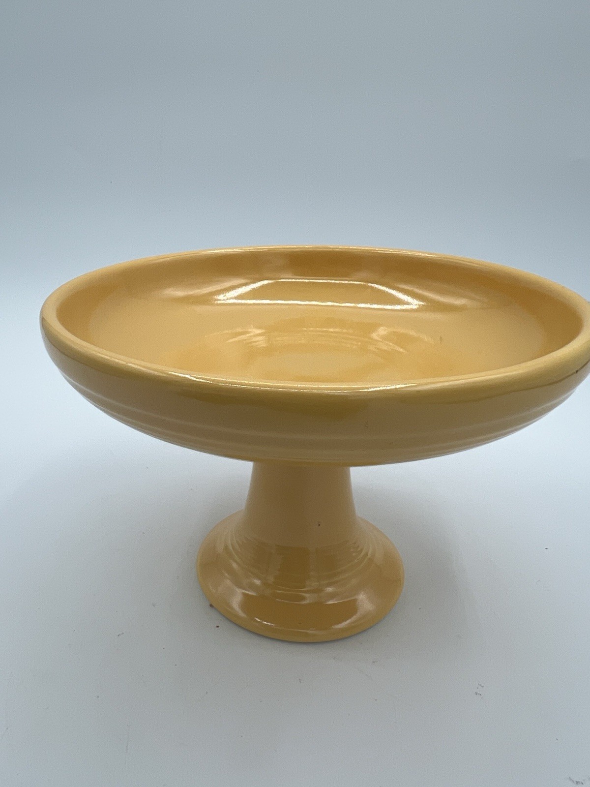 Vtg Fiestaware Sweets compote yellow pedestal dish 3.5” Tall Fiesta