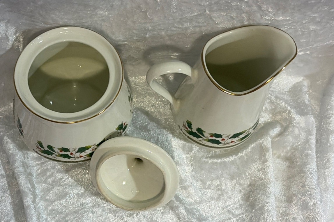 Holly Holiday Home for the Holidays Sugar and Creamer Set Christmas