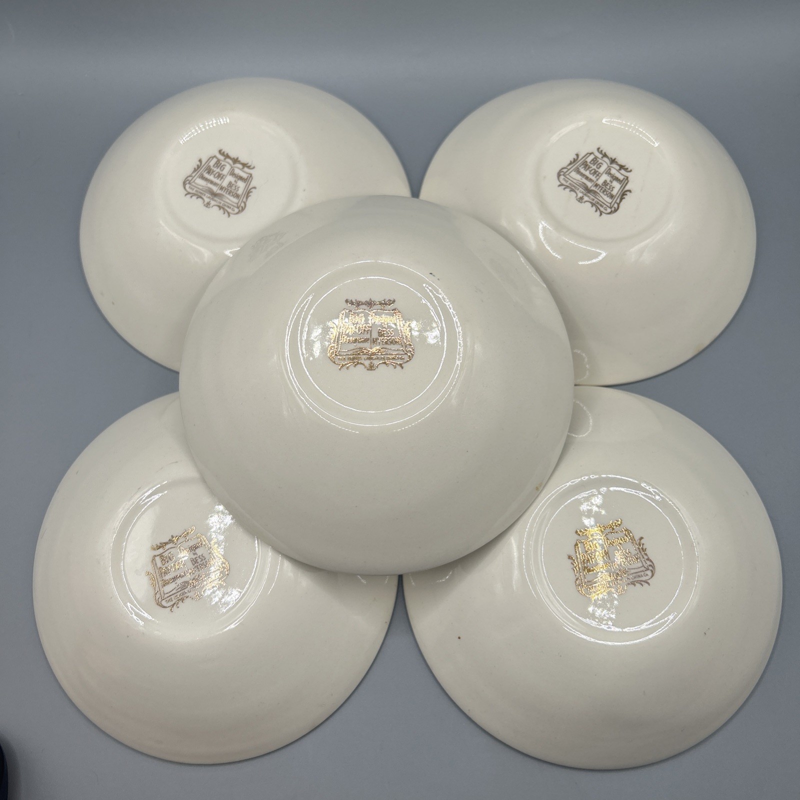 5-Homer Laughlin Big Pay-Off 4.25” Coupe Soup Bowls by Bess Myerson Pink Floral