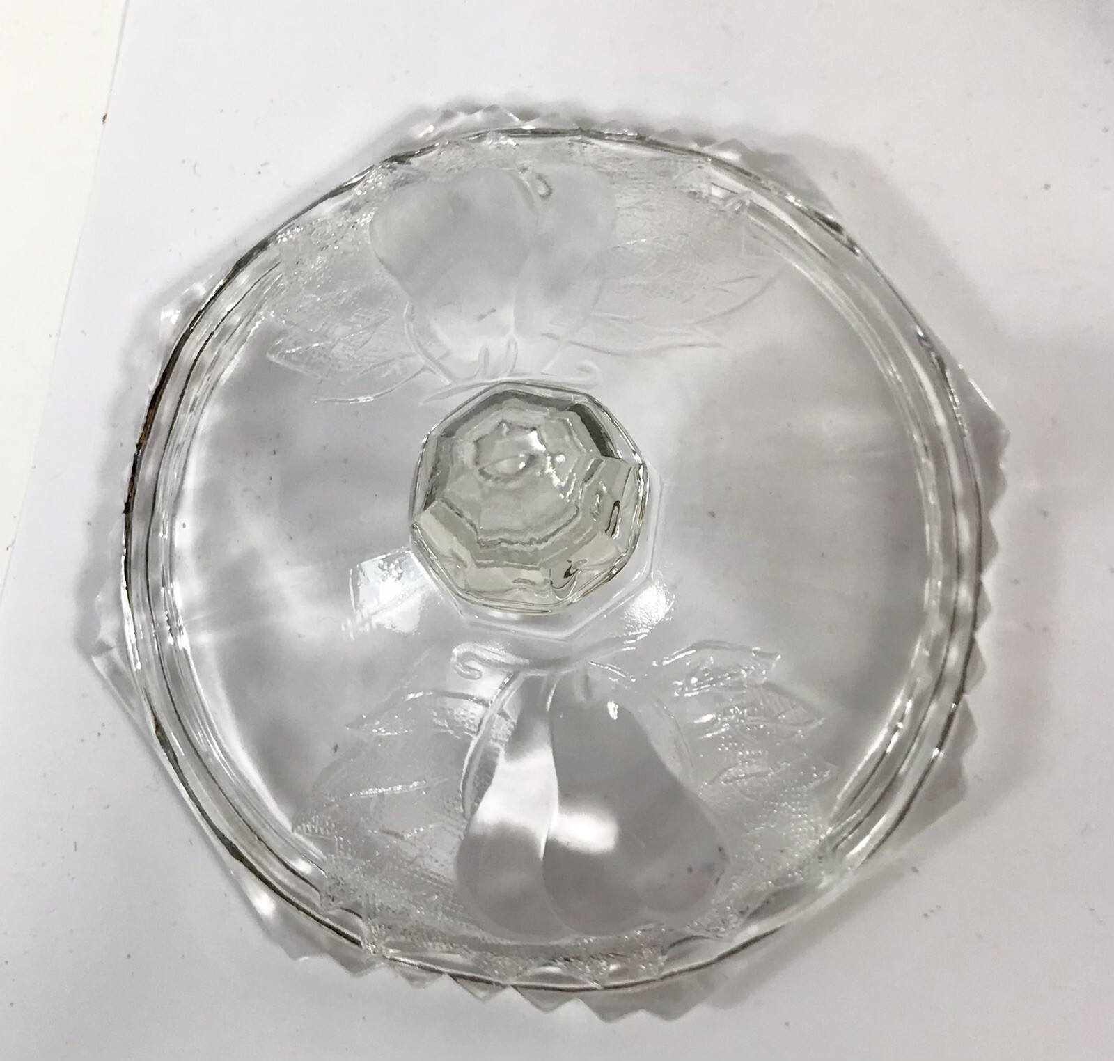 Jeannette Glass Baltimore Pear Clear Lidded Bowl W Handles Sugar Candy Vintg W30