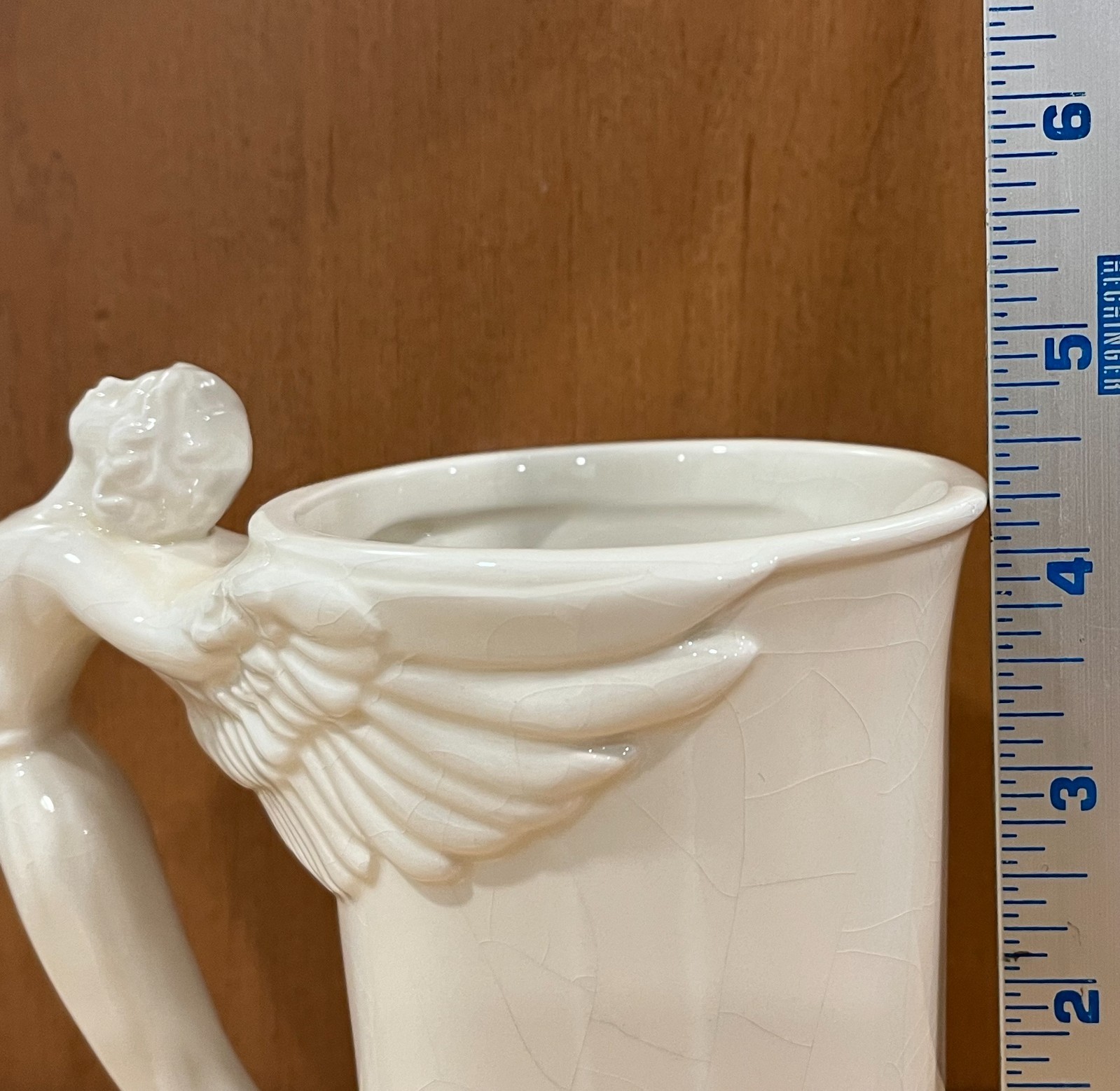 Angel Mug Set of 2 1994 McConnell Talus White Raised Design Wings