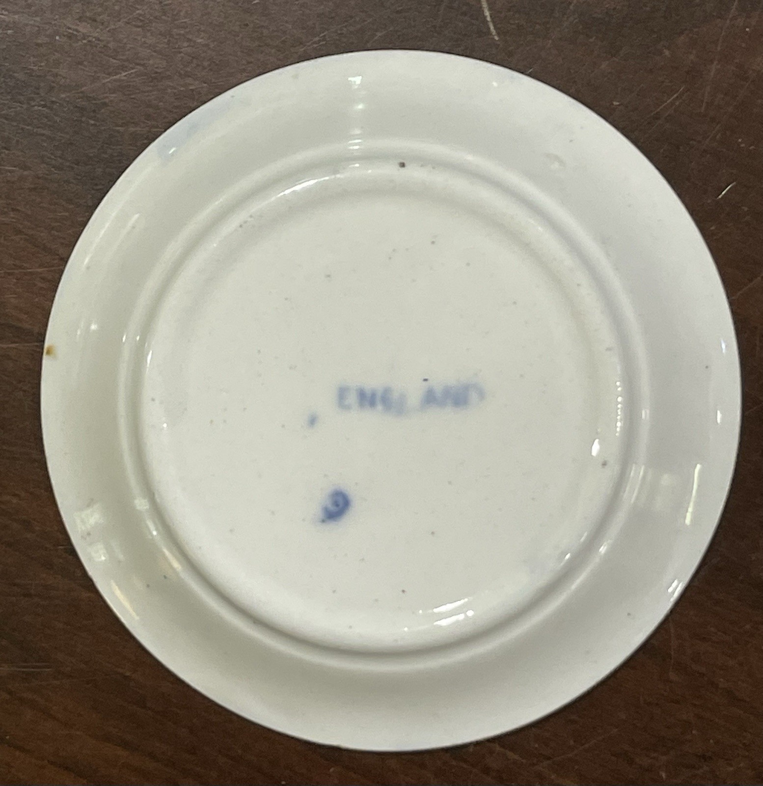 Antique Flow Blue Transferware Butter Pat – Gold Trim Trim
