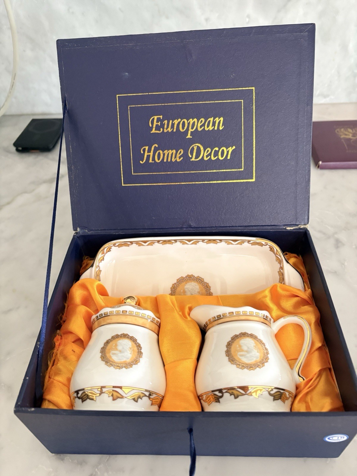 European Home Decor Vintage T Bavaria Sugar & Cream & Tray Set New