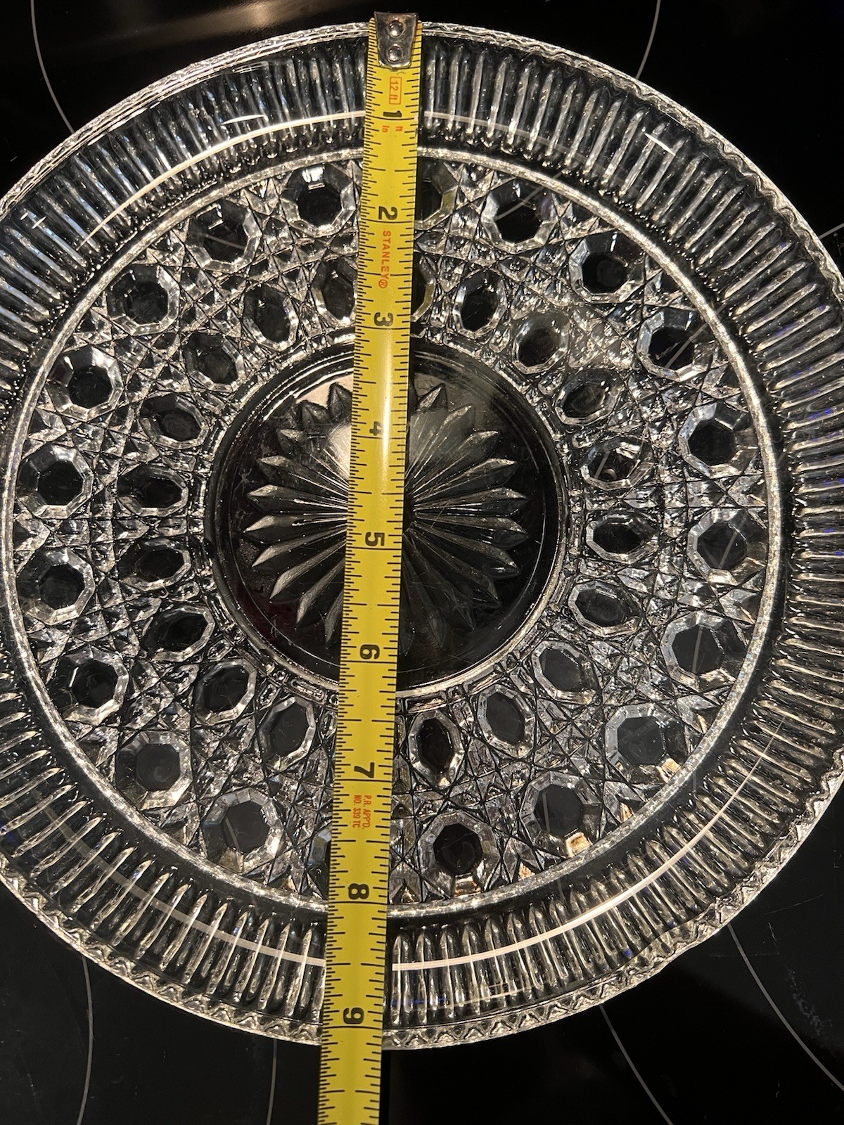 Vintage Federal Glass Windsor Clear Plate Platter Button & Cane Pattern 9″