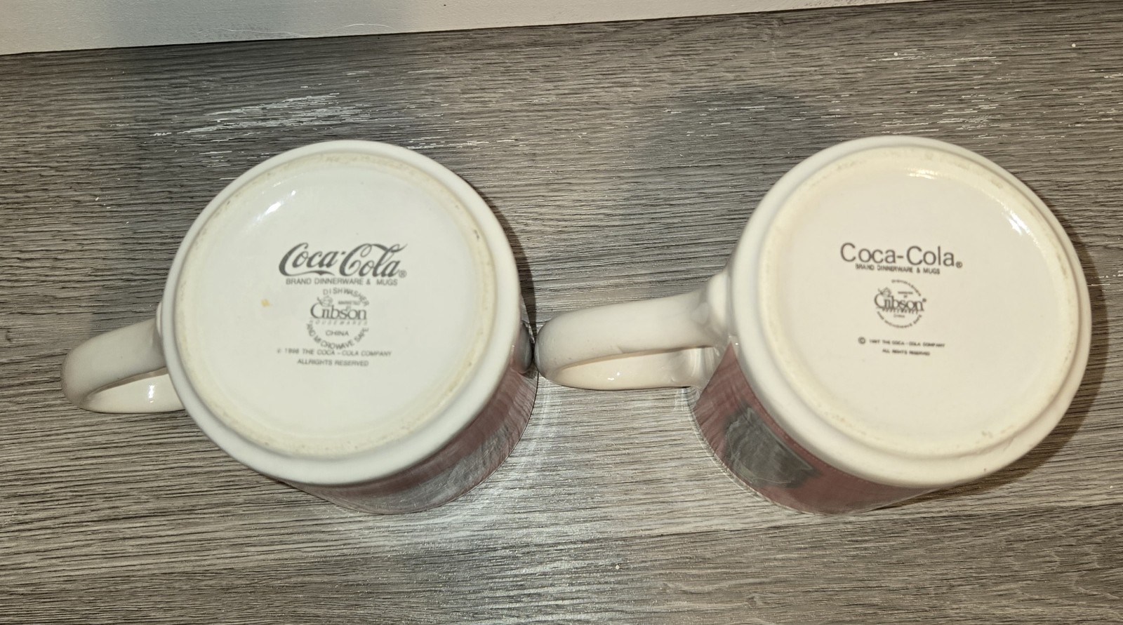 Vintage 1997-98 Ceramic Coca Cola Advertising Coffee Mugs- Glass Bottle-lot Of 2