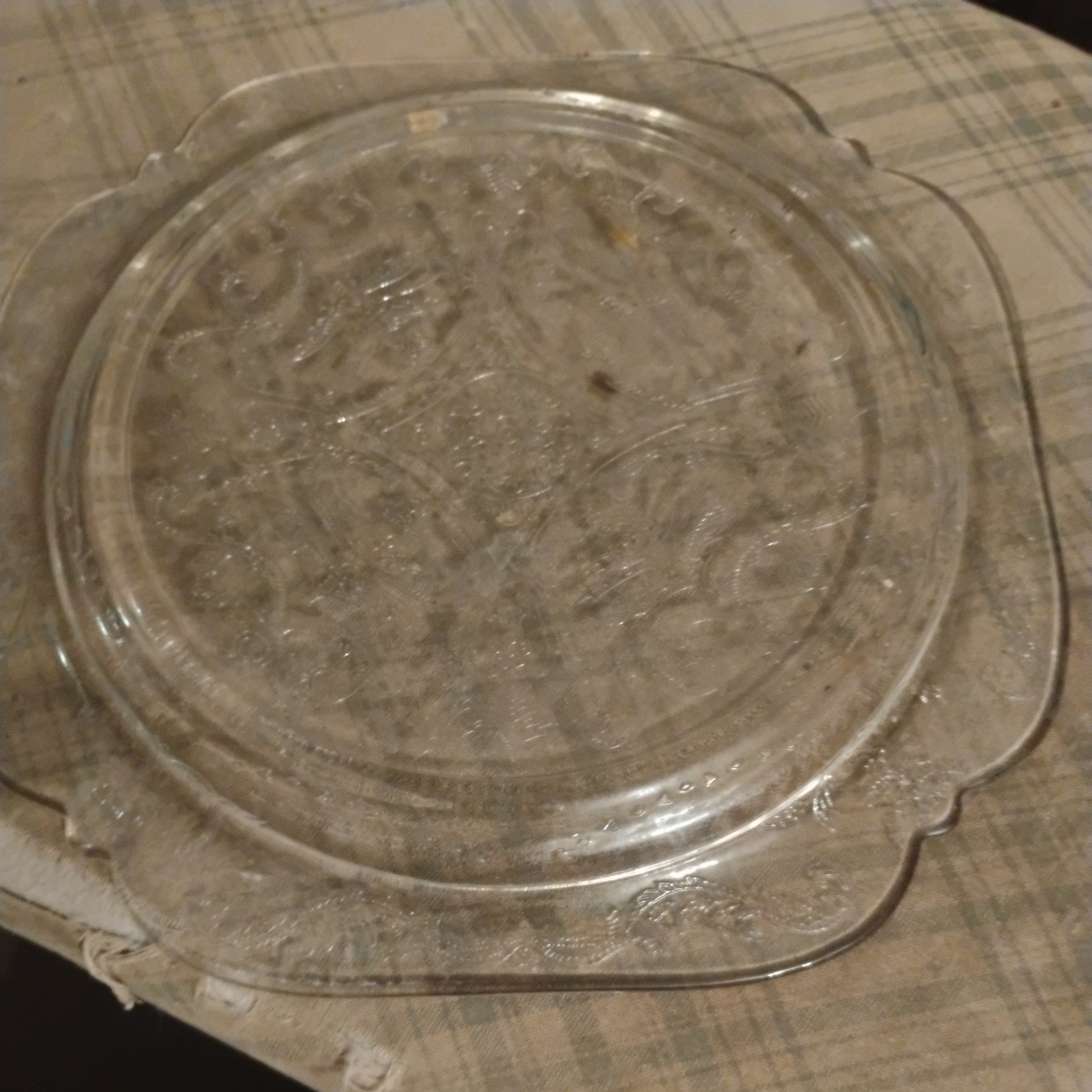 Vintage Indiana Glass “Sandwich Clear” Set of 3 Glass Dinner Plates