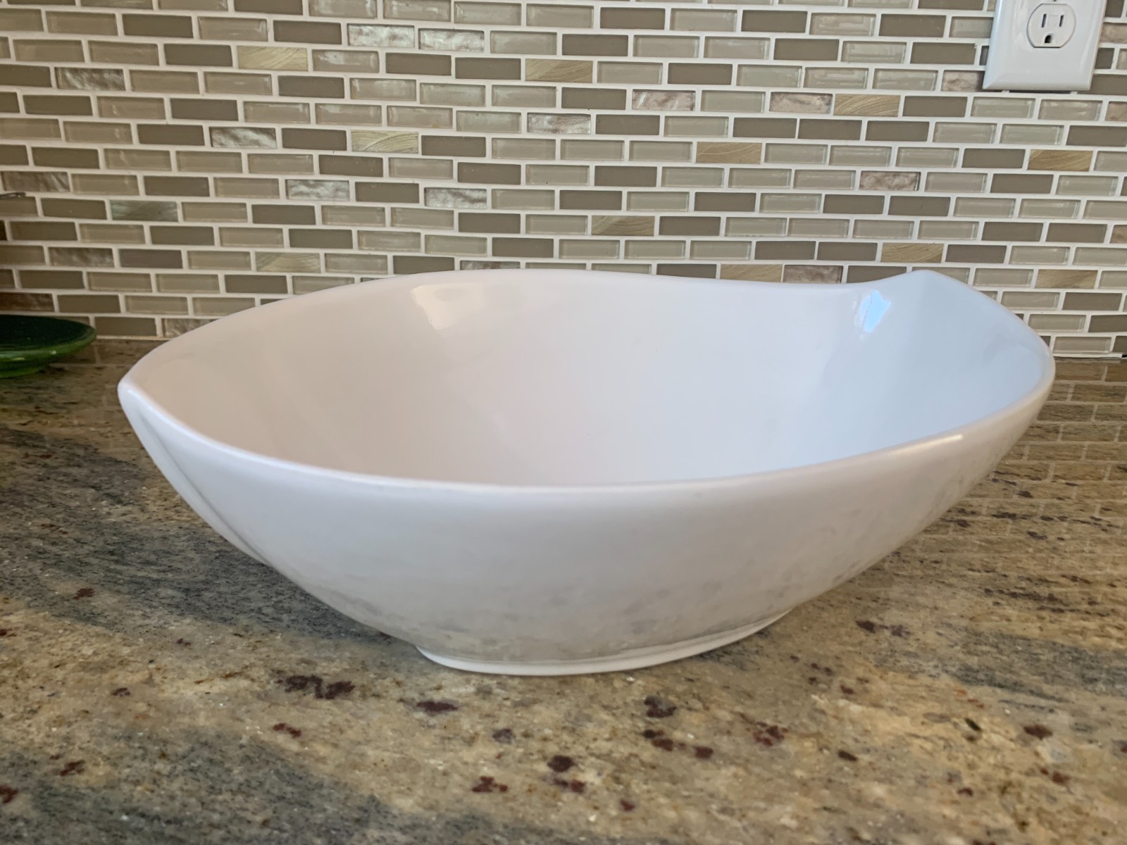 Cerages Portugal White Oval Asymmetrical Serving Bowl 14″ Oven Safe Modern Large