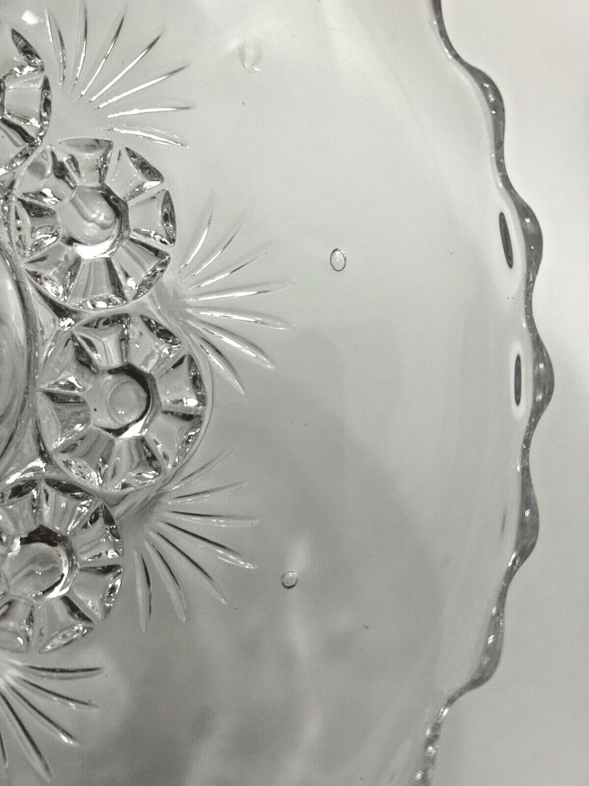ANTIQUE EAPG Bryce Higbee Charm Glass Cake Stand Rosettes & Palms Gorgeous