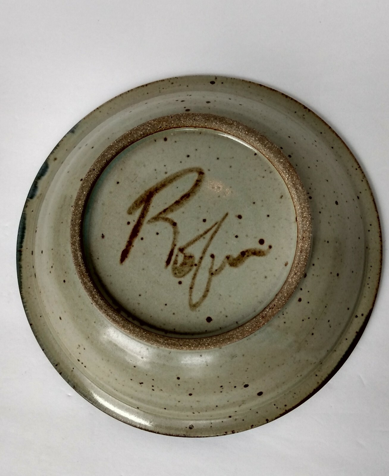 Medium Ceramic Stoneware Earthenware Bowl Dish Plate Blue Brown Rustic, Signed