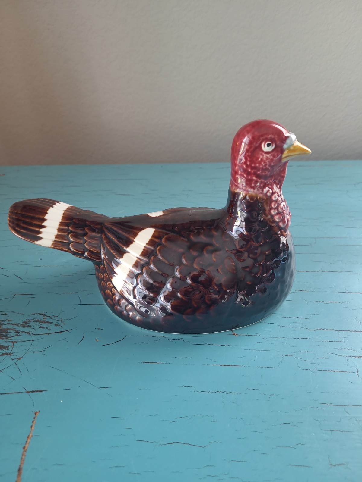 Vintage 1960s Secal Portugal Turkey On A Nest Majolica Casserole Dish