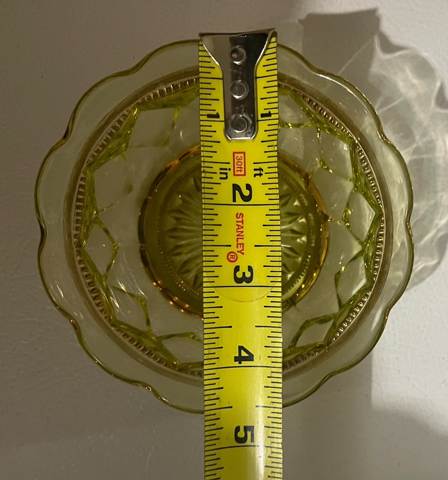 Antique Beaumont Glass Co #100 Columbia Vaseline UV Glass Berry Bowls Gold Trim
