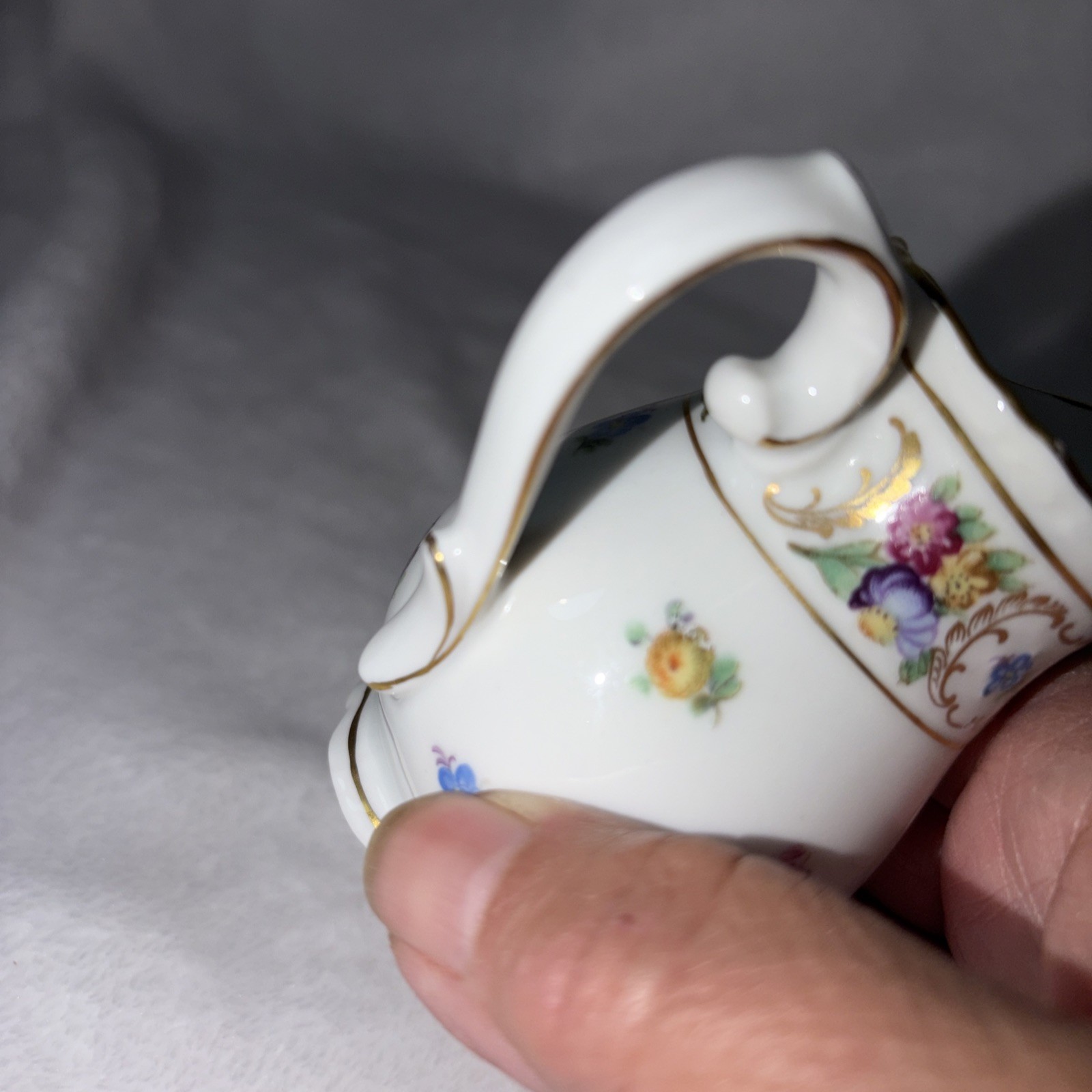 Schumann Germany Empress Dresden Flowers Footed Mini Creamer 3.25″ Vtg 70s EUC
