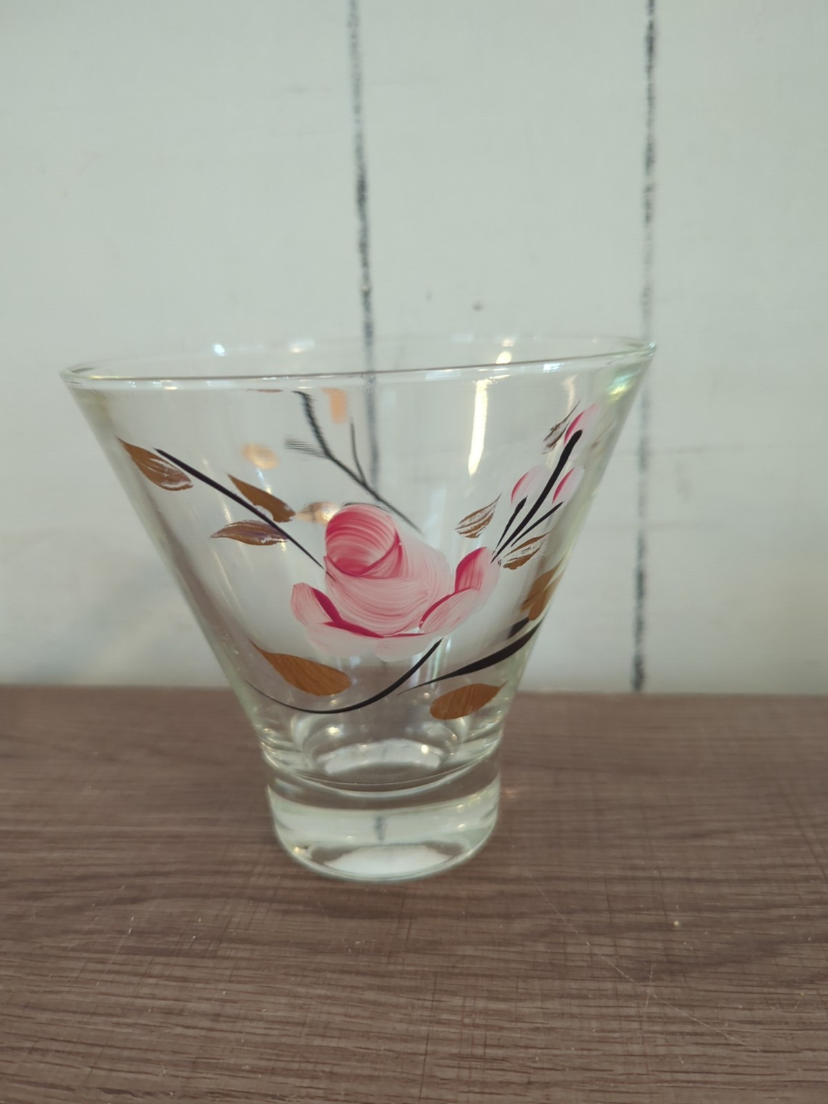 Vintage Handpainted Floral Dish/Vase, 5.25″ Tall, 2.5″ at Bottom, 5.5″ at Top