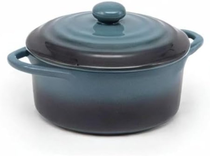 Set of 4 Stone Ombre Mini Cocottes – 12 oz Casserole Dishes for Elegant Dining