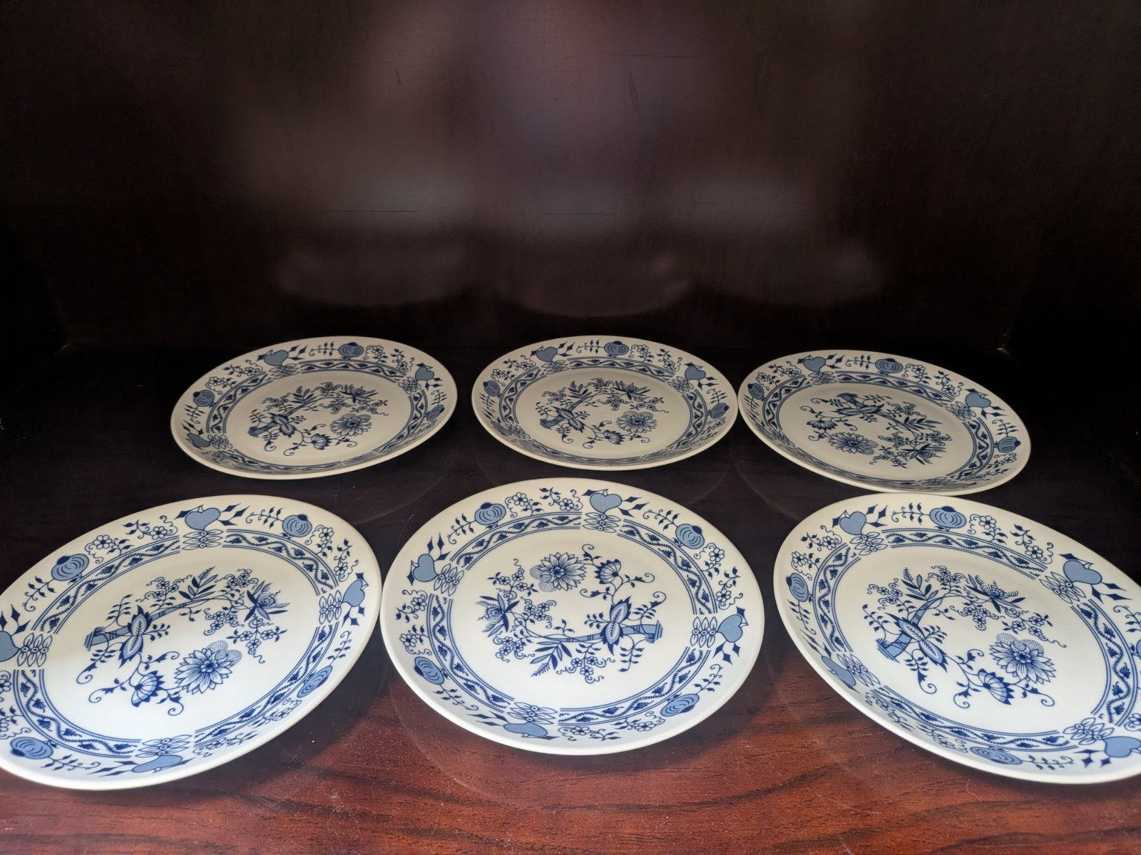 Vintage Set of 6 Bohemia Blue Onion Salad Plates Made in Czechoslovakia