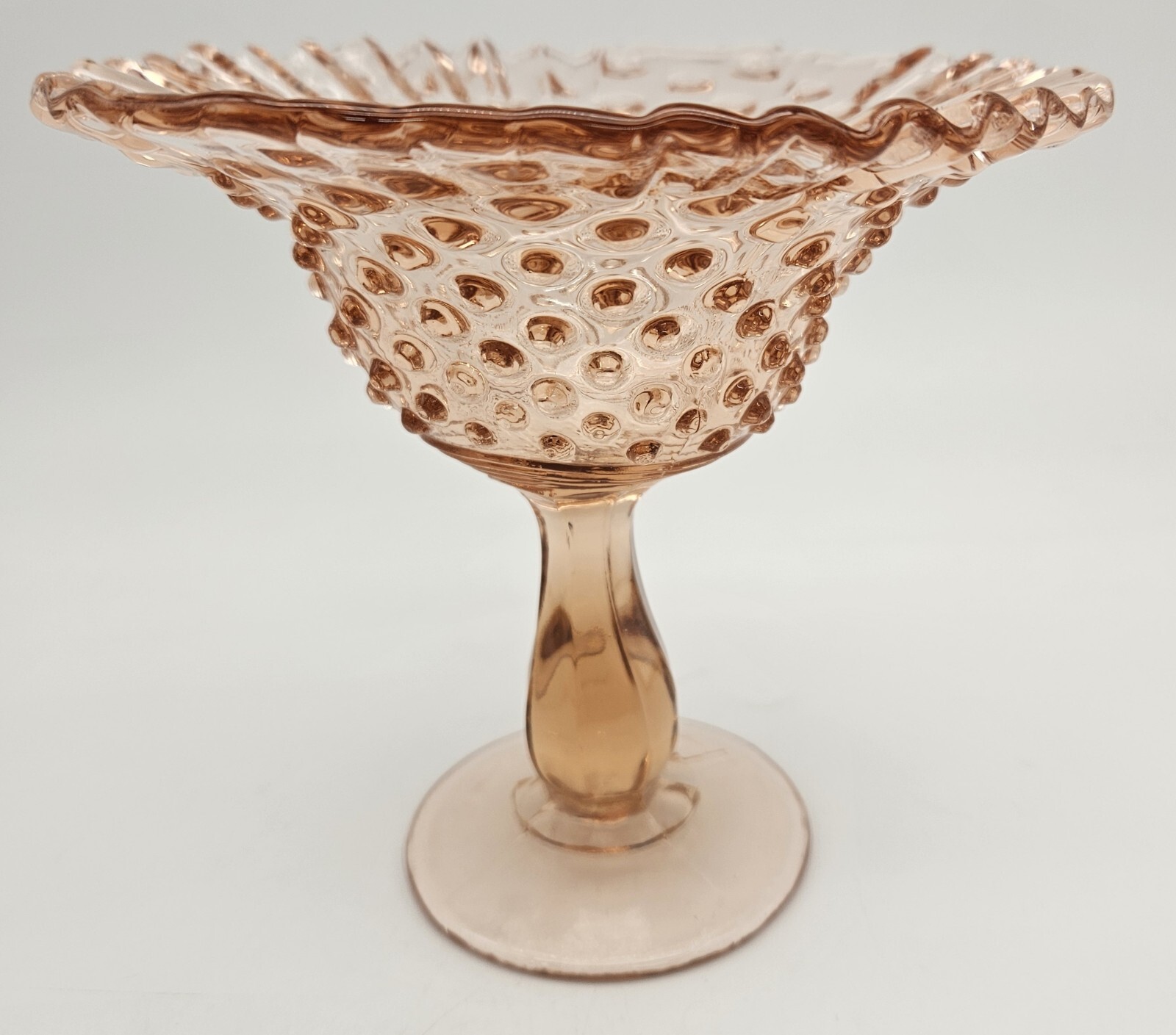 Vintage Fenton Pink Glass Hobnail Compote Candy Dish 5 1/2 Inches Tall