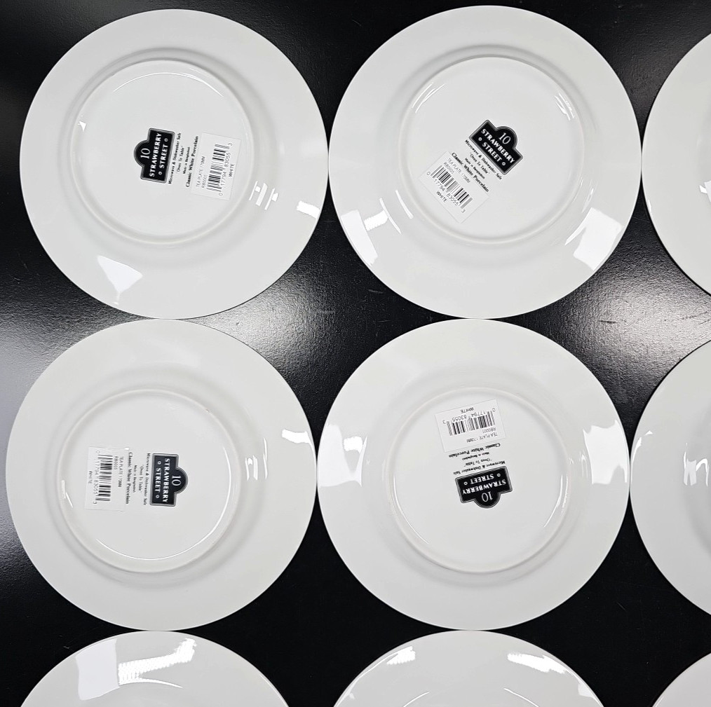 12) Ten Strawberry Street Classic White Tea Snack Appetizer Plate Set Dishes Lot