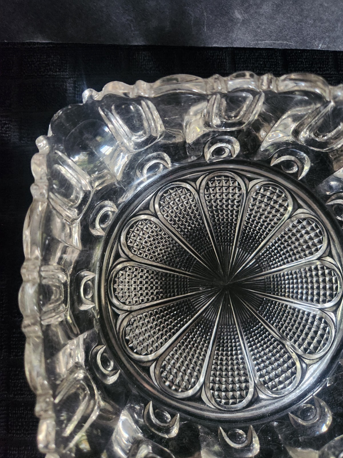 Vintage Clear Glass Bowl or Deep Dish with Fluted Top • 6¼”×6¼”×2⅞”