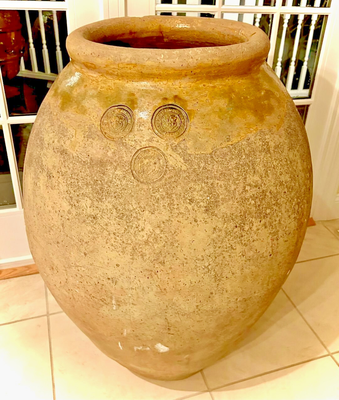 FRENCH ANTIQUE CONFIT POTTERY TERRA COTTA GREEN GLAZE CERAMIC EARTHENWARE