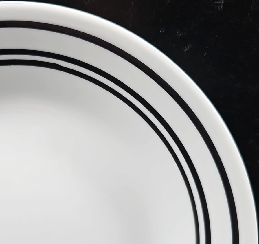 15 Corelle Classic Cafe Black Bread Plates Set Corning Livingware Rings Dish Lot