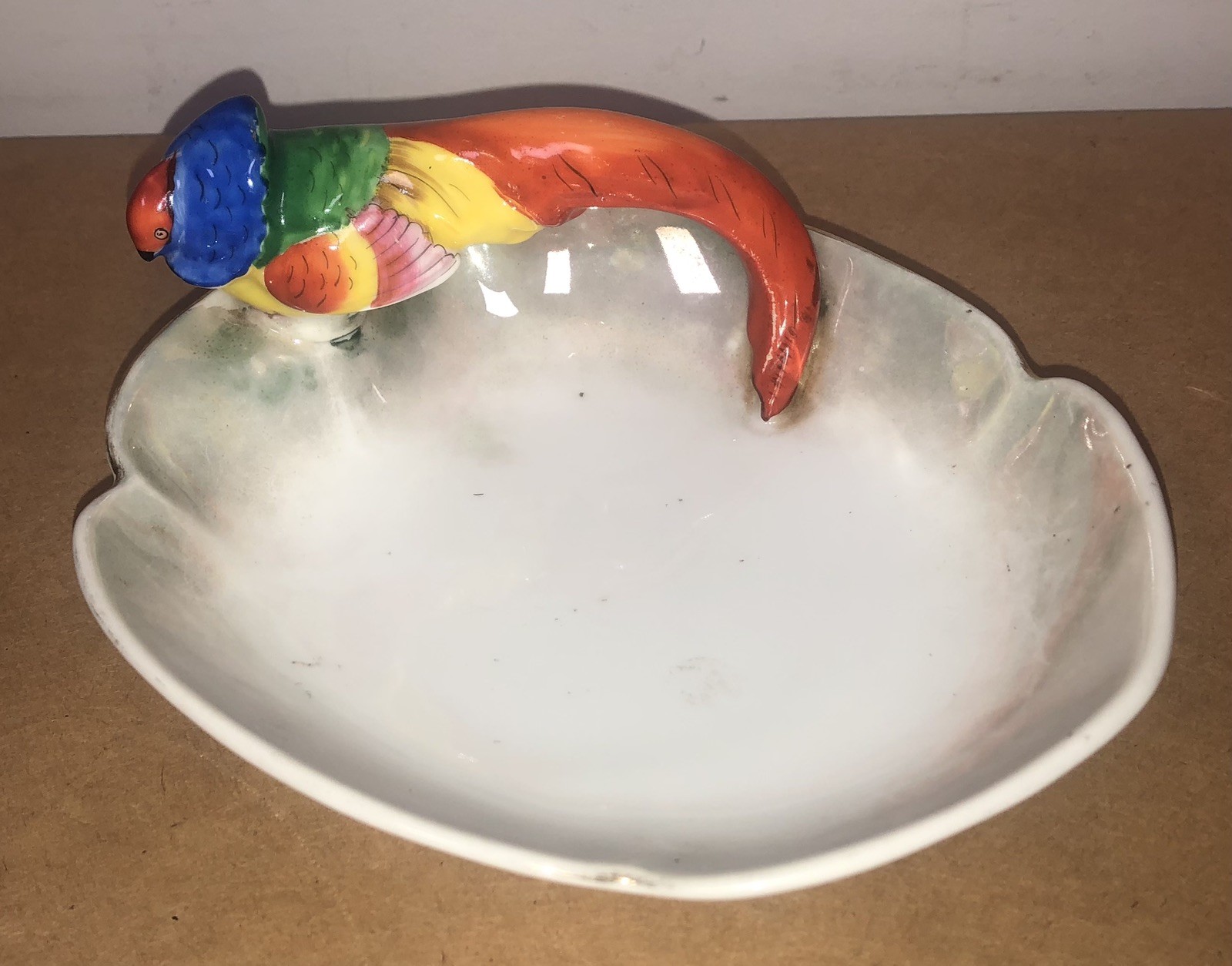 Vintage Noritake figural tropical bird Macaw, Parrot candy dish