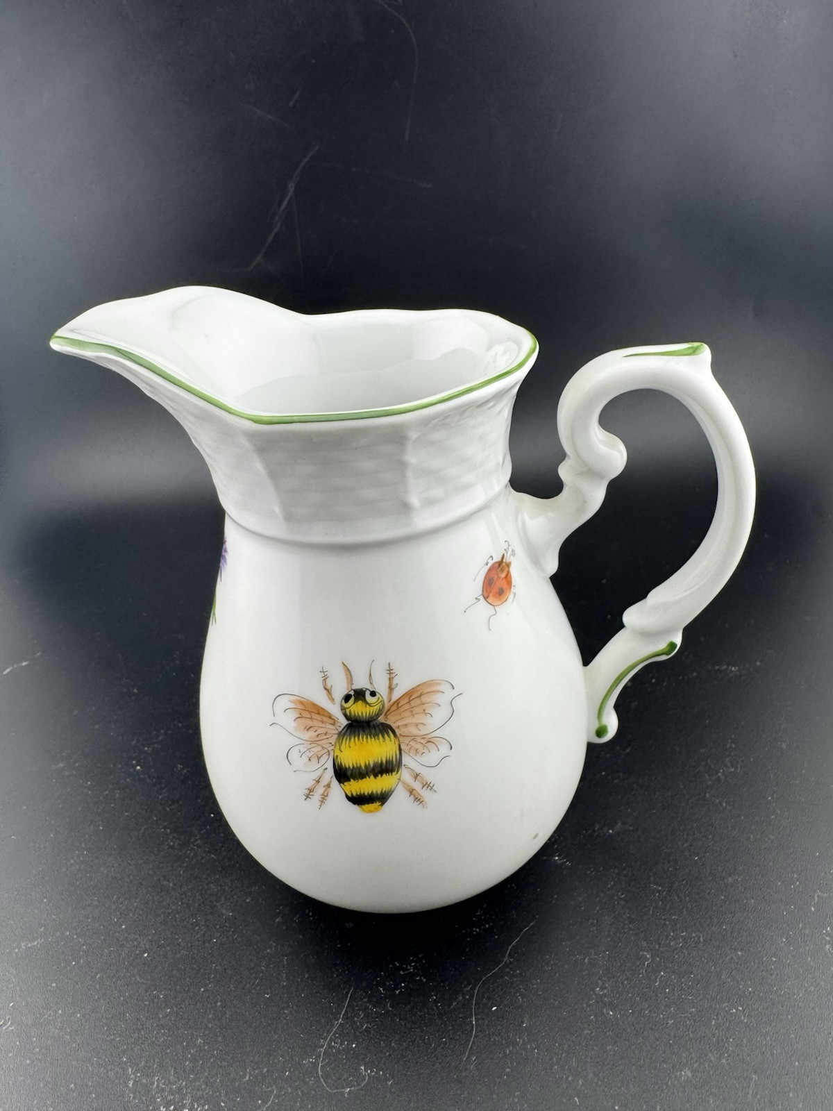 Thun Czech Porcelain Basket Weave Tea Set Hand Painted Bees Flowers And Fruit