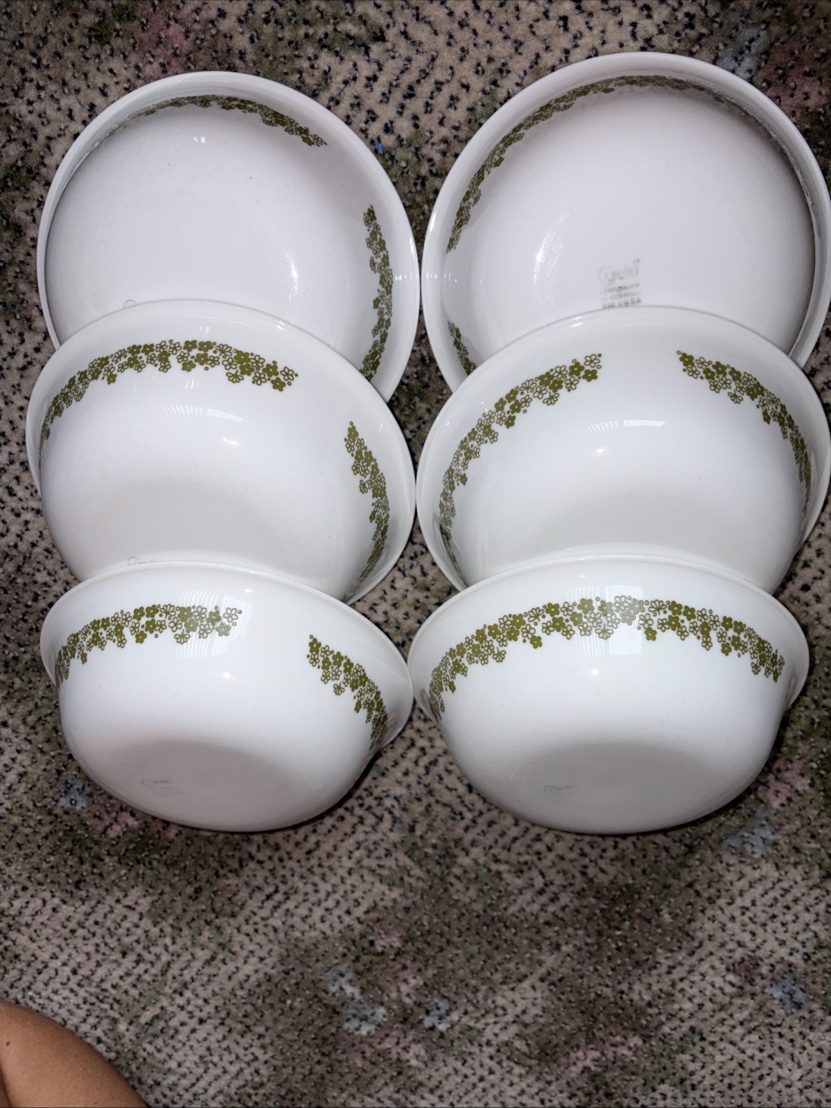 Set of 6 Crazy Daisy Spring Blossom Corning Corelle Berry dessert Bowls 1970s