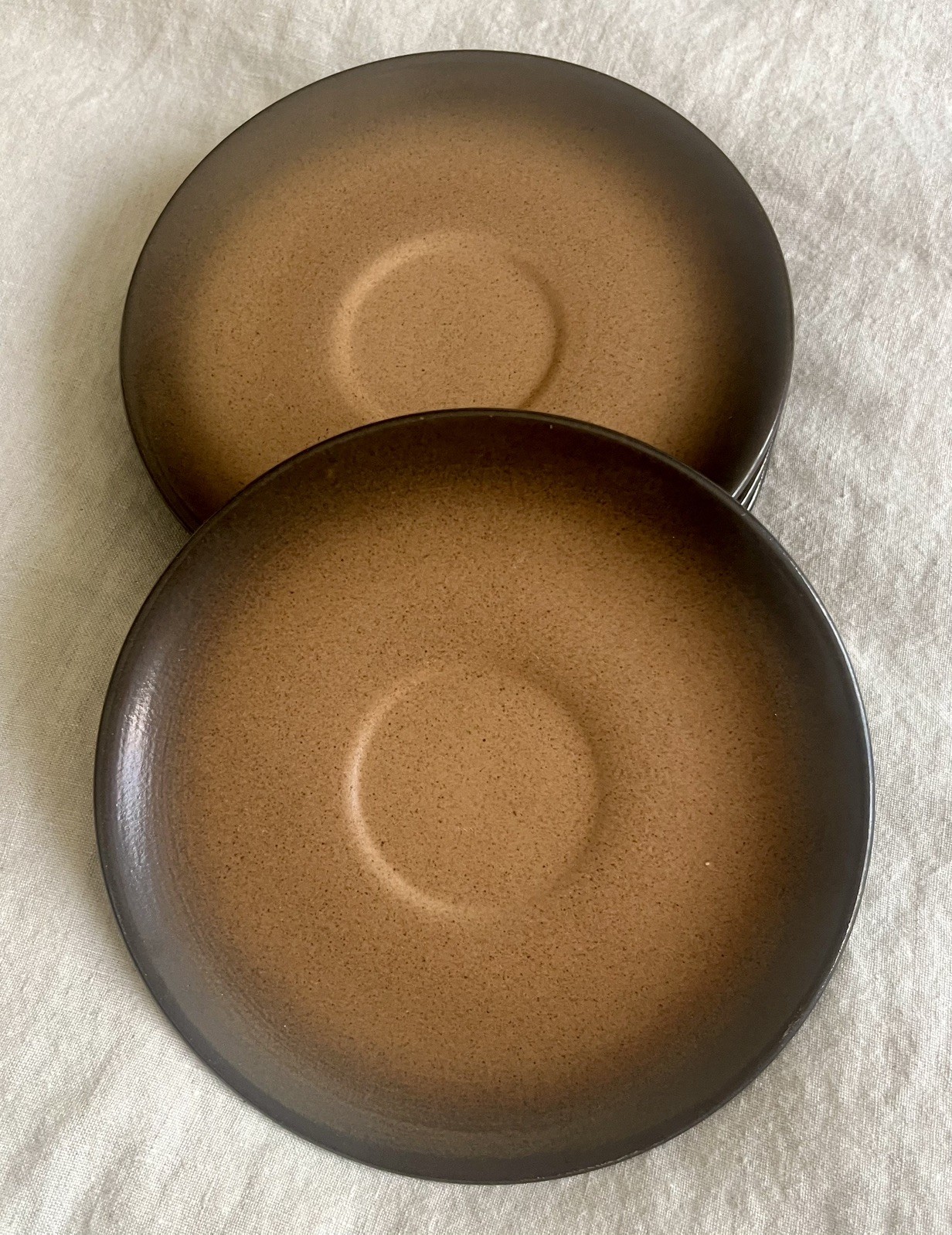 6 Vintage Heath Ceramics 6.25” Coupe Plates Pumpkin Nutmeg MCM Edith Heath