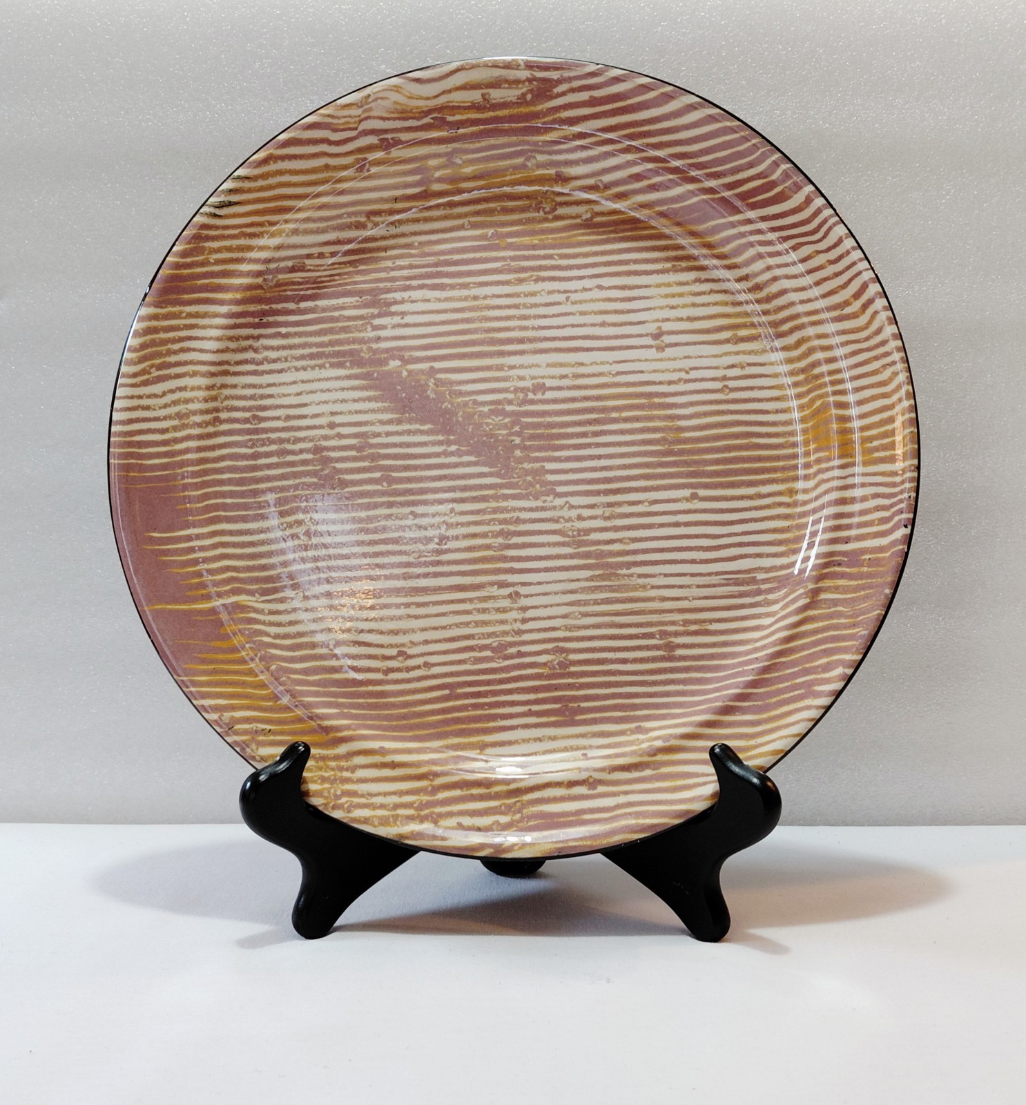Claudia Reese Dinner Plates 11 1/4″ Abstract Cera Mix Post Modern Pottery Vtg 6