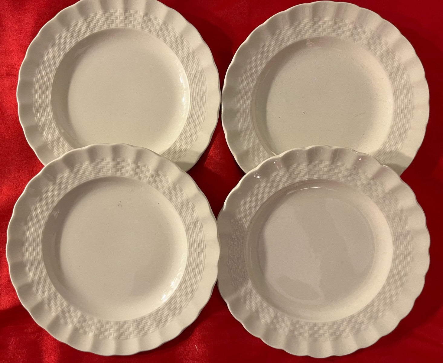 4 SPODE Chelsea Wicker 6 1/2 inch B&B Plates NEW 1954-2003 ENGLAND