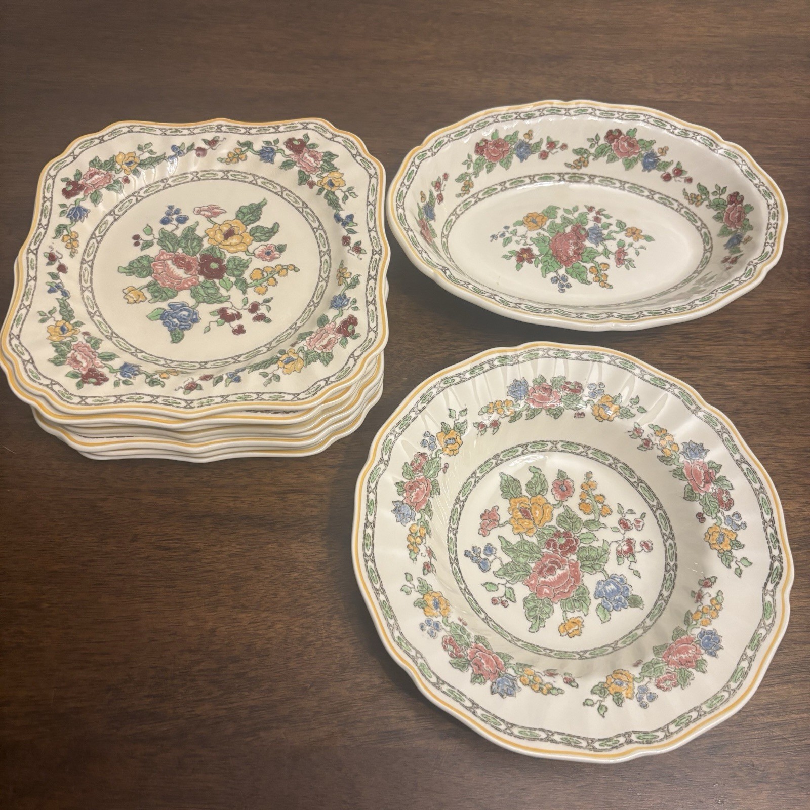 Royal Doulton Cavendish D5009 China Lot 10 Pc Square plates Serving bowl