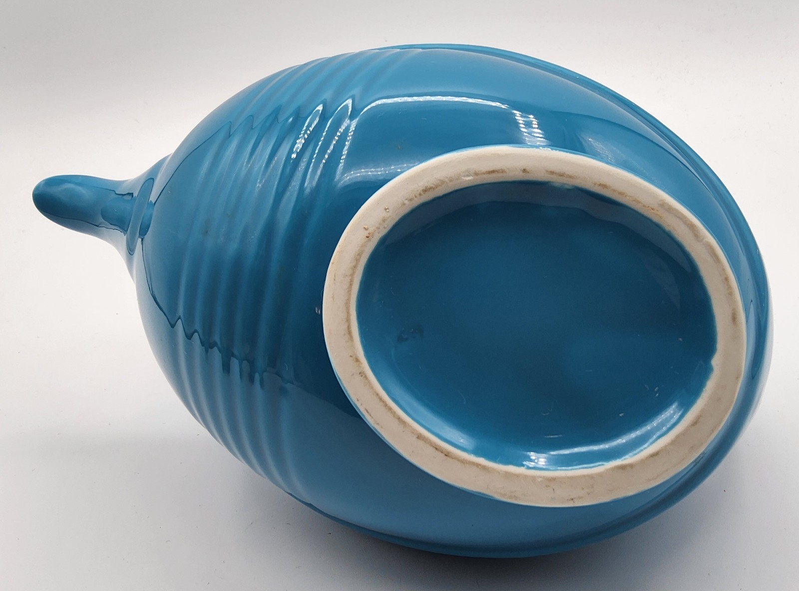 1992 Limited Edition Hall China Peacock Blue MCM Style Football Teapot
