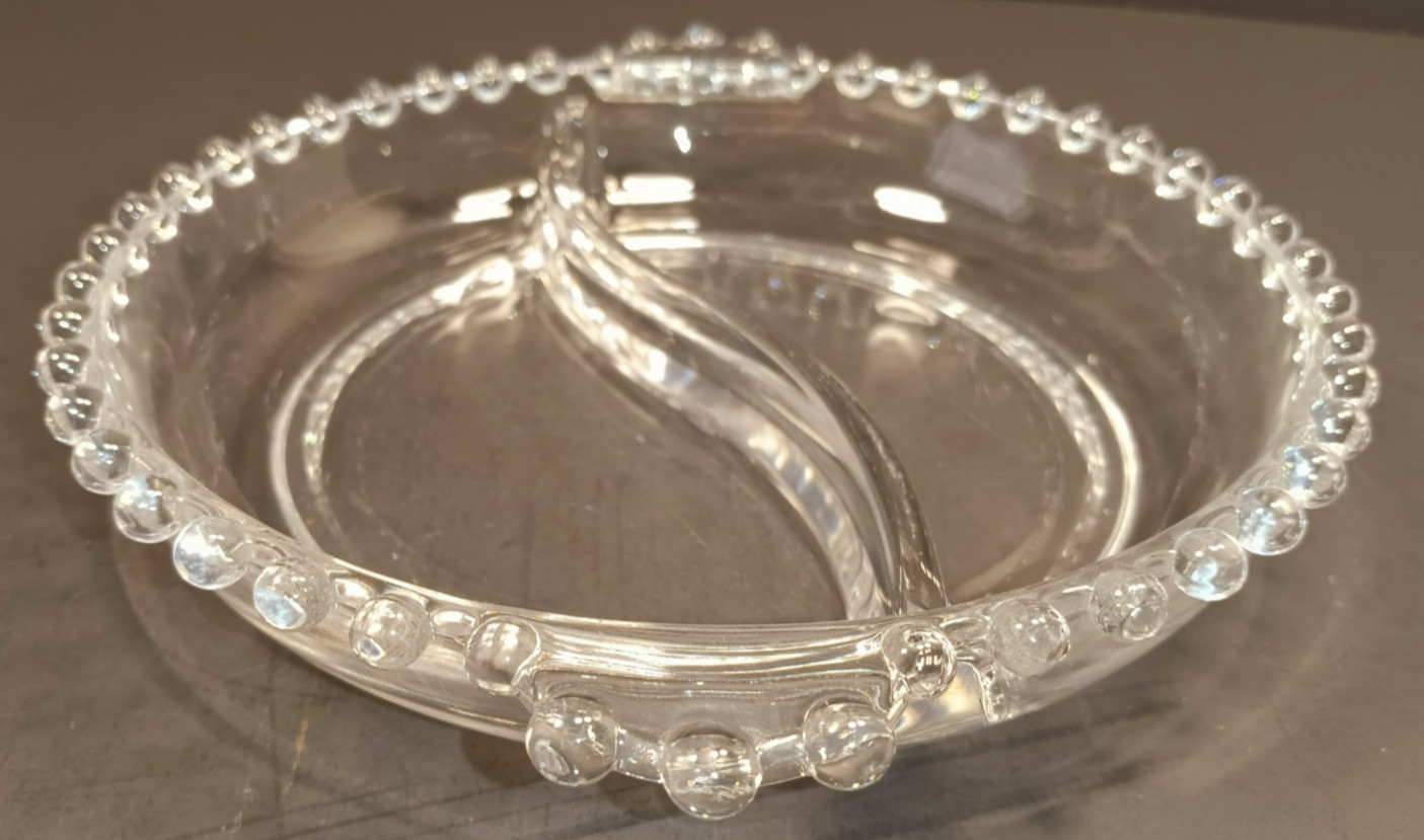 Vintage Imperial Glass Candlewick Divided Relish Tray with Handles