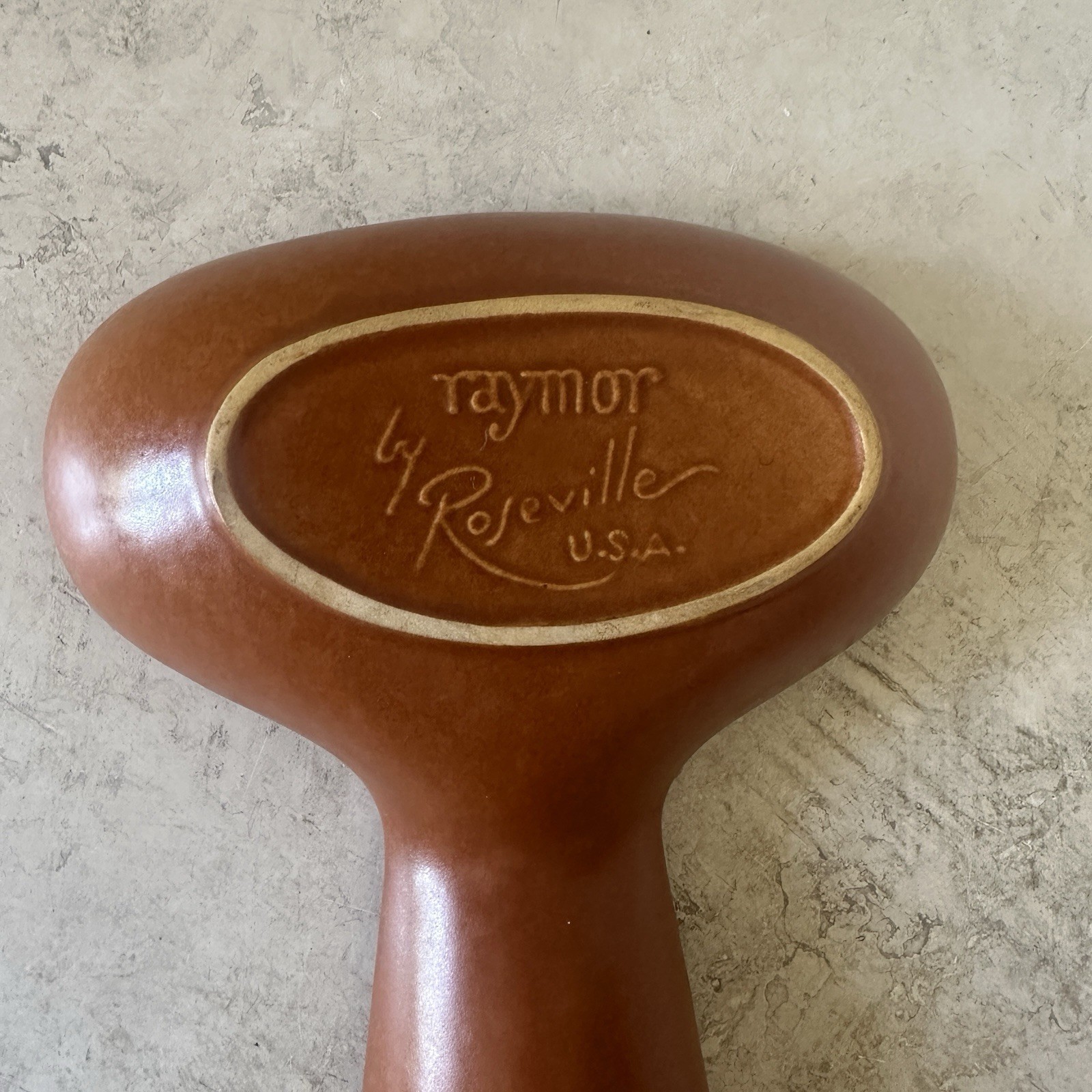 Roseville Raymor Celery Olive Dish #177 Serving Tray Pumpkin Terracotta 15.5”