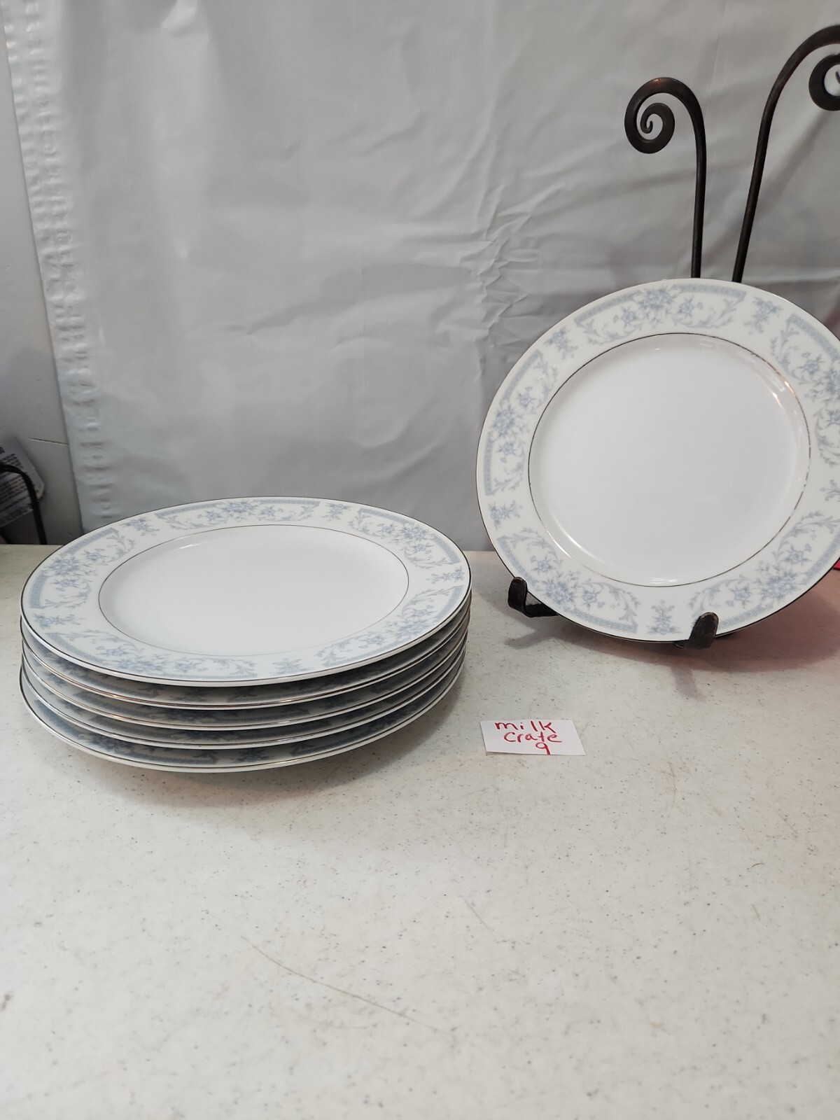 6 Sheffield “Blue Whisper” Porcelain Fine China Dinner Plates 10 1/4″