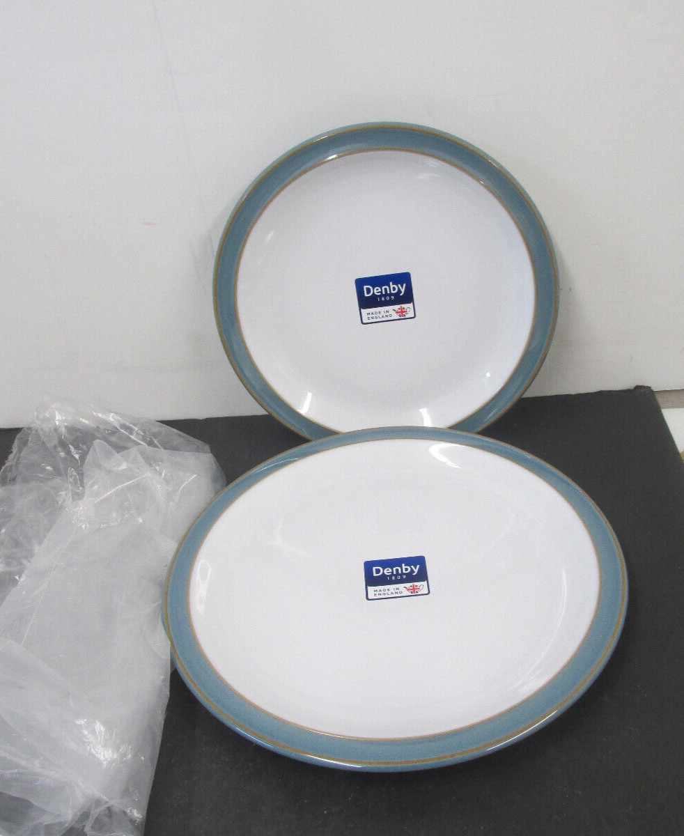 NEW DENBY 1 – 10 1/2 INCH DINNER PLATE 1 8 /3/4 SALAD PLATE ENGLAND AZURE