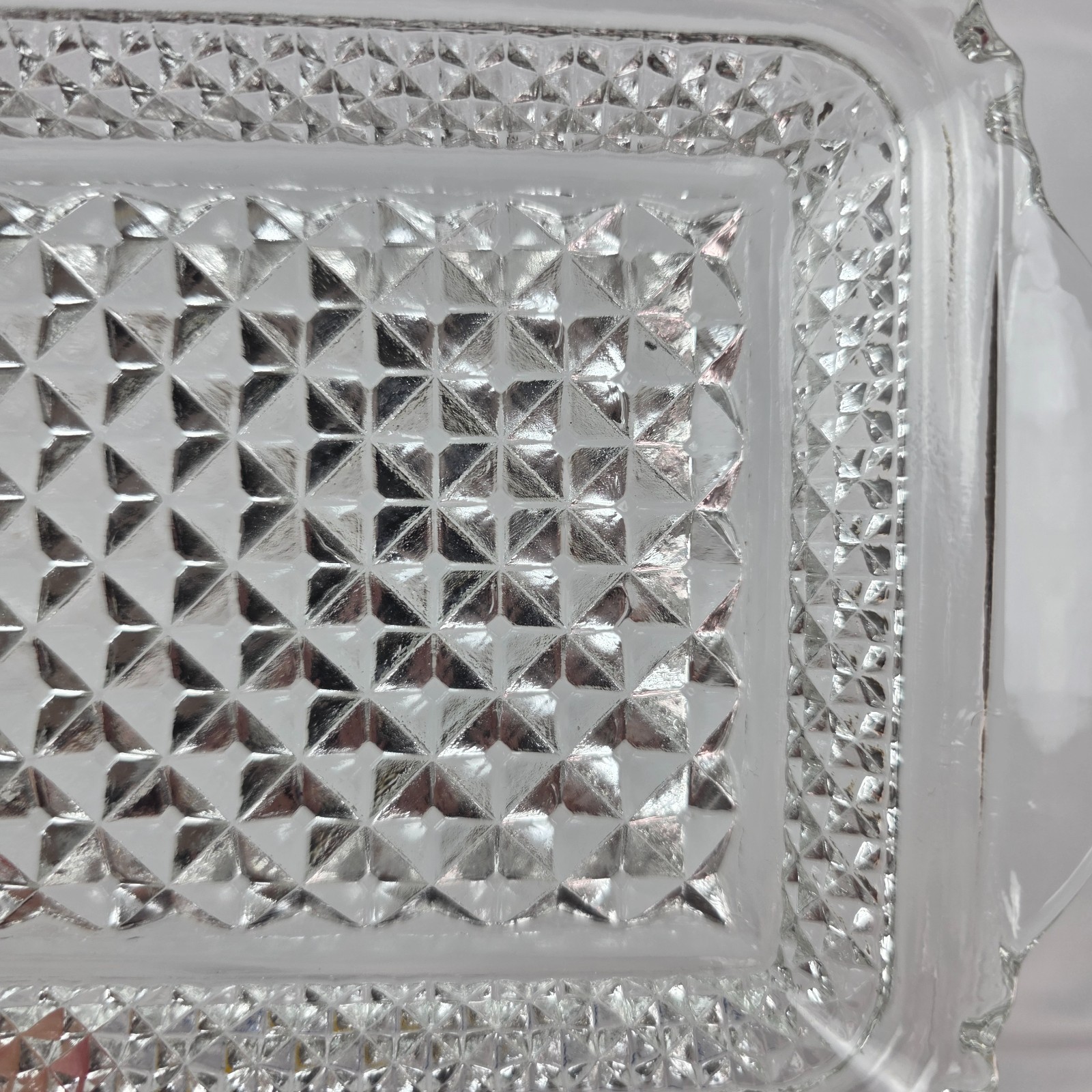 Vintage Anchor Hocking Wexford Rectangle Cranberry Tray Diamond Cut Glass Design