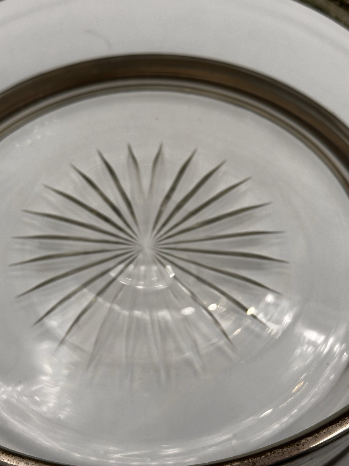 VTG Rare Austrian Covered Glass & Metal 10” Dish Starburst Cut Glass G. ST. MCM