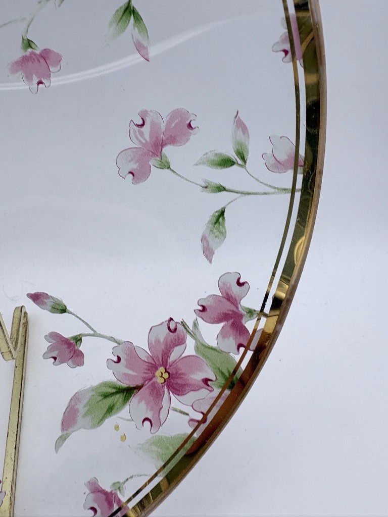 Vintage 1994 Lefton Reverse Hand Painted Clear Glass Plate Gold Trim 8.5″ Diam