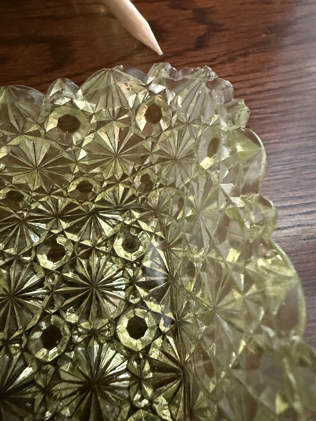 Hobbs Brockunier & Co Vaseline Uranium Glass Daisy & Button Berry Bowl Set #101
