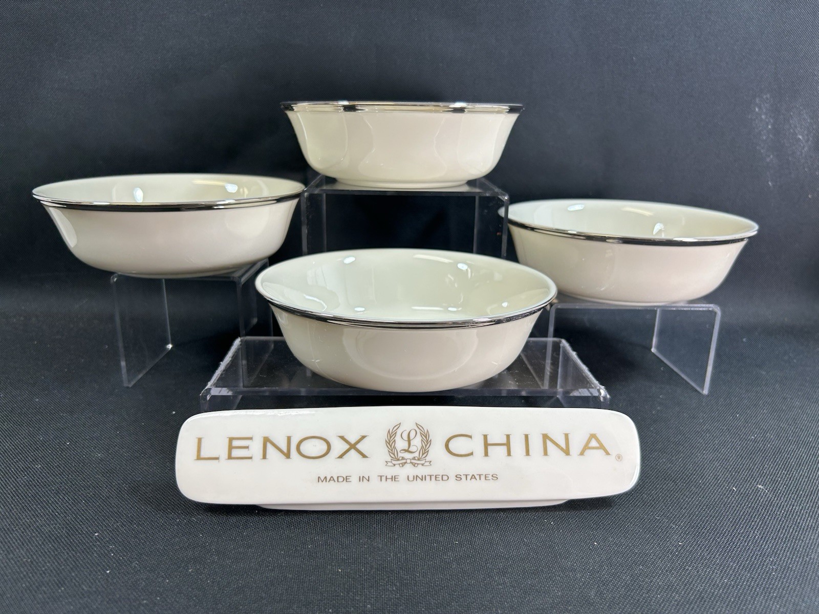 Lenox China Solitaire~(Set of 4)~6 1/4″ All Purpose Bowl~Outlet Mark~A~Excellent