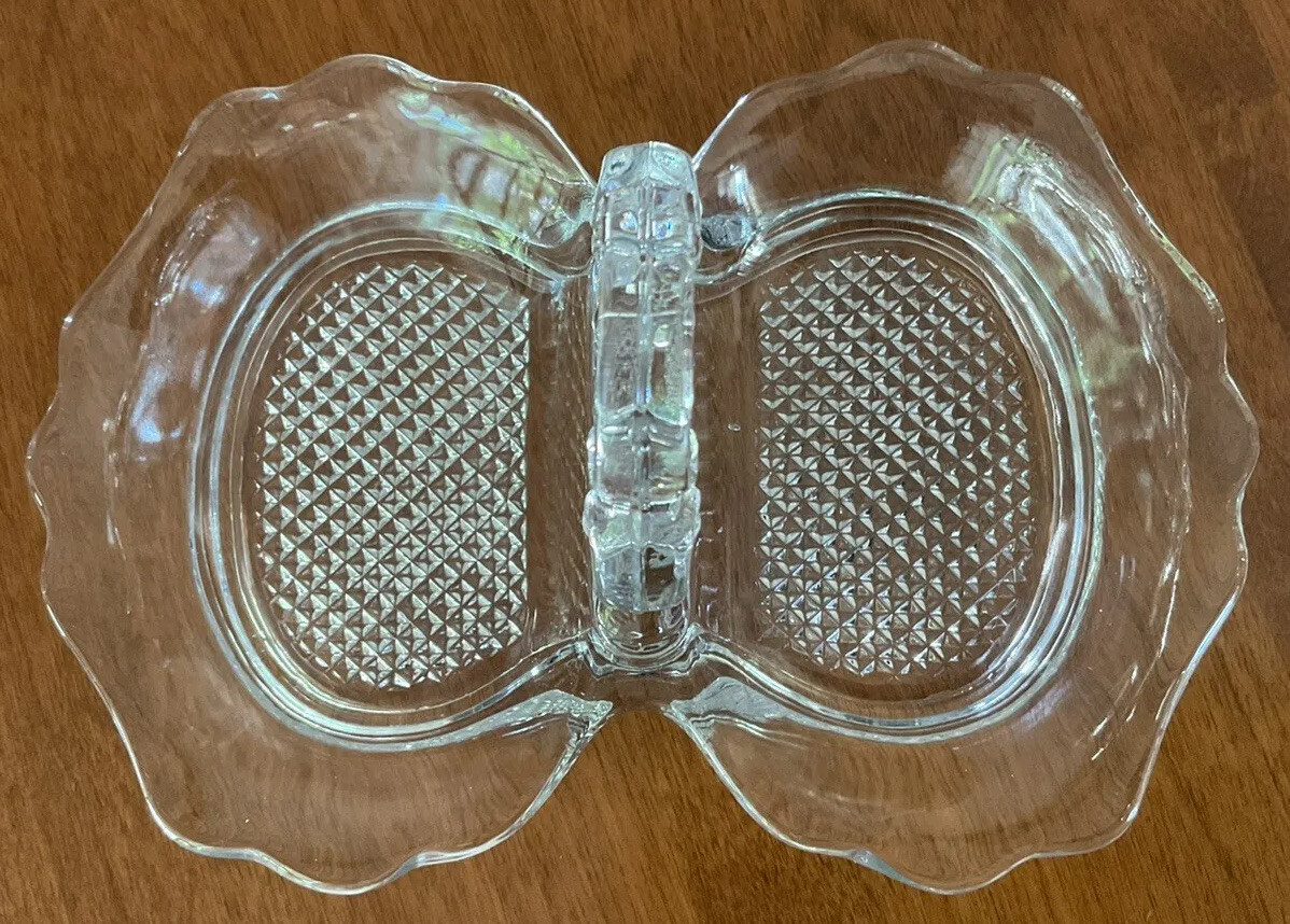 ’50s-’60s Cambridge Glass Clear Glass Divided Server or Candy Dish With Handle